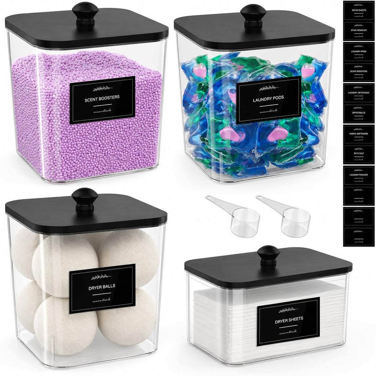 3+1 Pack Clear Laundry Pods Container & Dryer Sheet Holder - Image 1