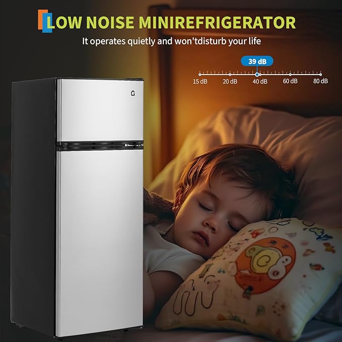 Garvee 7.5 Cu. Ft. Compact Refrigerator | Two Door Mini Fridge with Energy-Efficient & Quiet Operation | for Dorm, Office, Bedroom, Kitchen, Bar Use with Adjustable Shelves