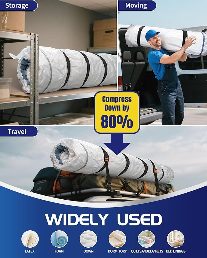 Vacuum Storage Bags for moving, Vacuum Seal Bags for Memory Foam, Latex, Clothing & Bedding, Space Saver Bags for Organization and Storage(1 Twin/Twin XL)
