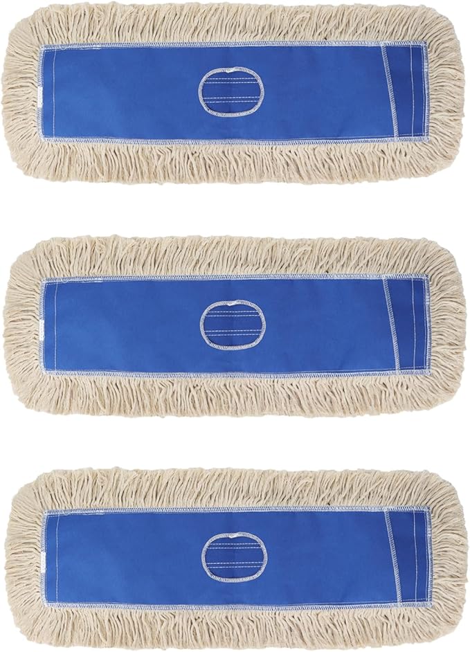 Commercial 24 Inch Dust Mop Head: Replacement Heavy-Duty Sweeper and Janitorial Industrial Dust Mop Head for Floor Cleaning, Office, School, Restaurant, Hospital (3 Pack)