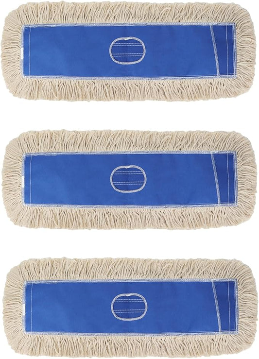 Commercial 24 Inch Dust Mop Head: Replacement Heavy-Duty Sweeper and Janitorial Industrial Dust Mop Head for Floor Cleaning, Office, School, Restaurant, Hospital (3 Pack)
