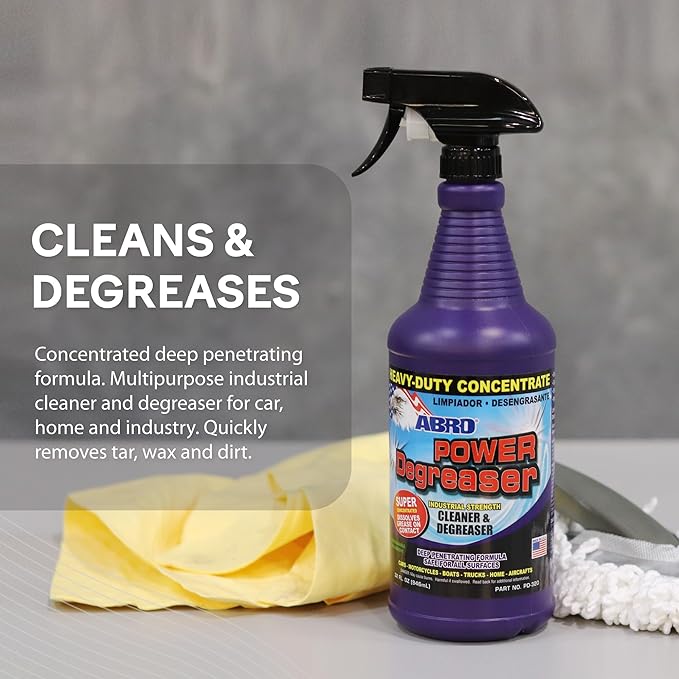 ABRO Heavy Duty Power Degreaser, High Performance Multifunctional Auto Engine Degreaser for Quick and Easy Removal of Grease, Oil, Dirt &Grime, Engine Cleaner & Car Metal Cleaner, 32 oz