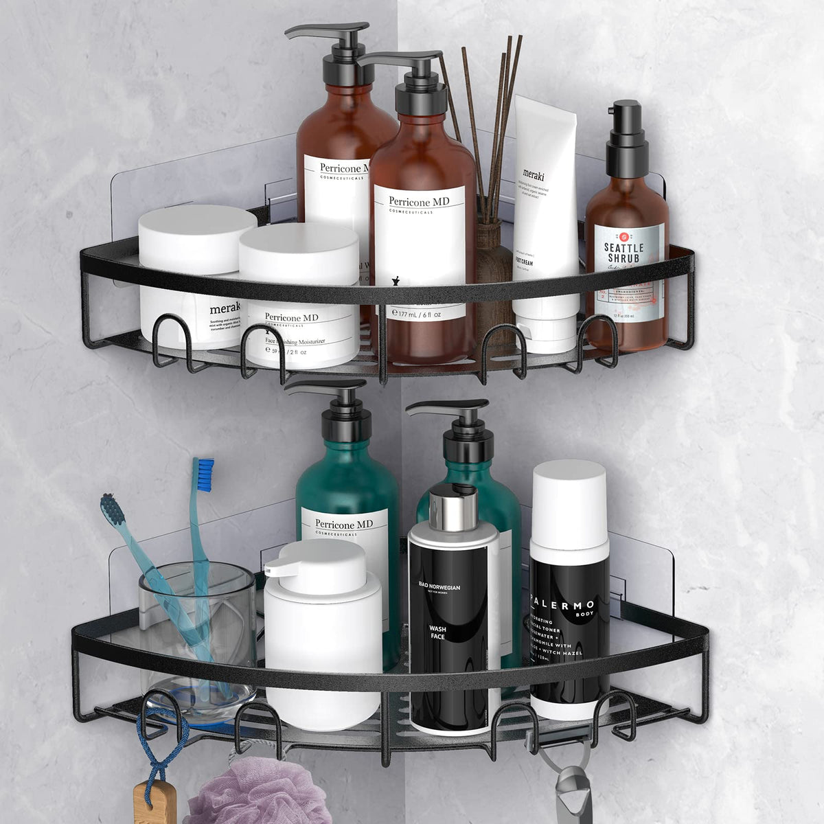 Corner Shower Caddy for Bathroom Storage,Black,2 Pack - Image 1