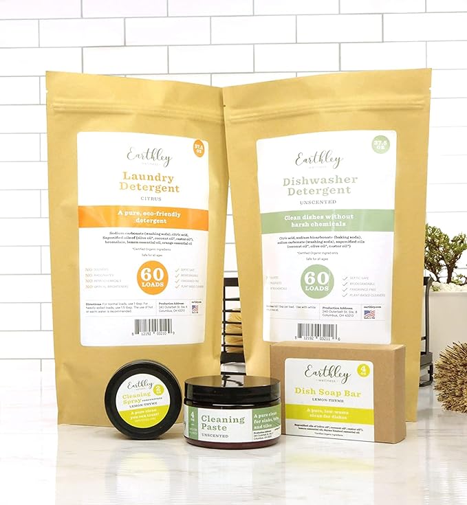 Earthley Wellness Laundry Detergent, Natural, Gentle & Effective for Sensitive Skin, Safe for Baby Clothes & Cloth Diapers, Biodegradable, Eco-Friendly, Plant-Based Cleaners (60 Loads, Unscented)