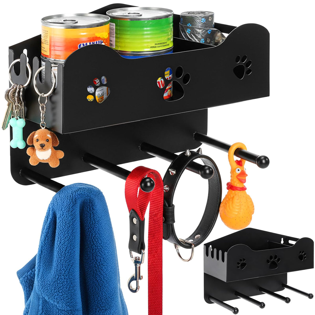 Dog Leash Holder for Wall, Dog Accessories Organizer with 4 Hook - Image 1