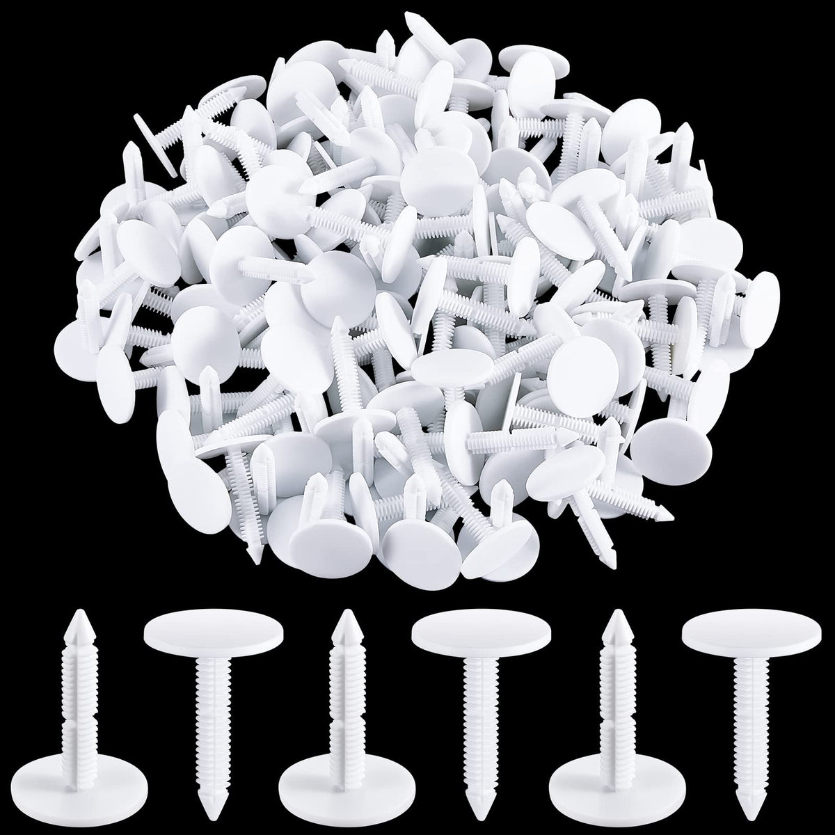 150 Pcs 1 3/8 '' Christmas Tree Vapor Barrier Fasteners, White - Image 1