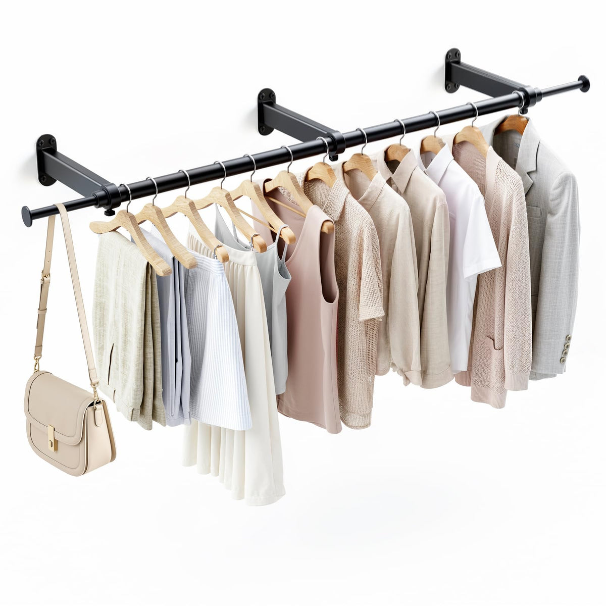 Luxspire 41" Extendable Wall Mount Clothes Rack | Home Organization - Image 1