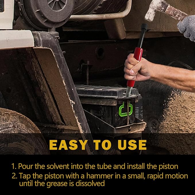 SOVLE Grease Fitting Cleaning Tool, Grease Zerk Buster Remove Old Dried Grease from Fittings, Pins, Shafts, Bushings, and Joints for Tractors, Excavators, Heavy Machinery (with Replacement Part)