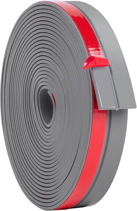 ToLanbbt Weather Stripping Silicone Door Seal Strip 1 in x 20 ft Door Draft Stopper Self Adhesive Door Draft Tape, Side & Bottom Gaps Insulation Strip for Glass Shower Door Sliding Door Window, Gray