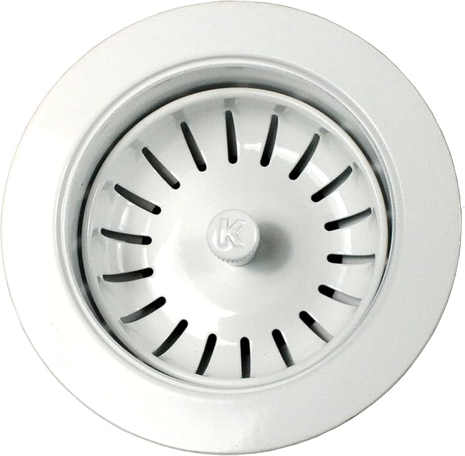 KEENEY K1439WH Deep Thread Cast Brass Kitchen Sink Strainer, 3.5-Inch Opening, White