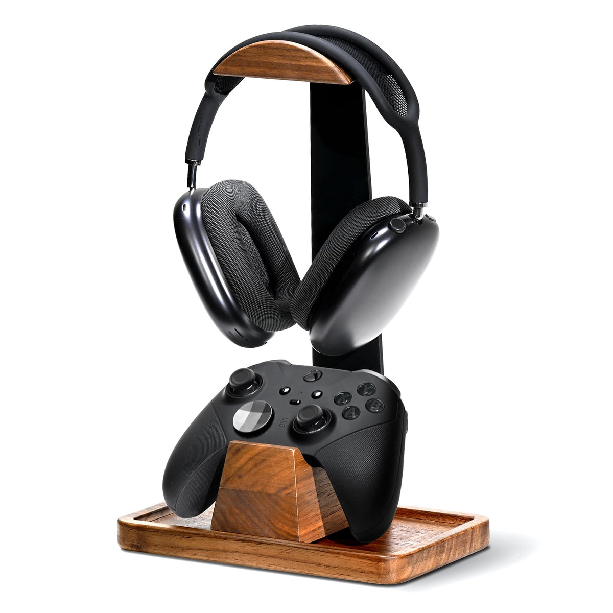 UPERGO Walnut Headphone Stand with Controller Holder & - Image 1