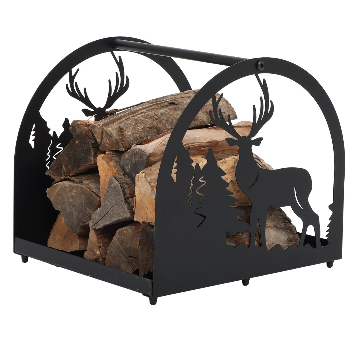 Firewood Carrier Small Firewood Rack Indoor with Elk - Image 1