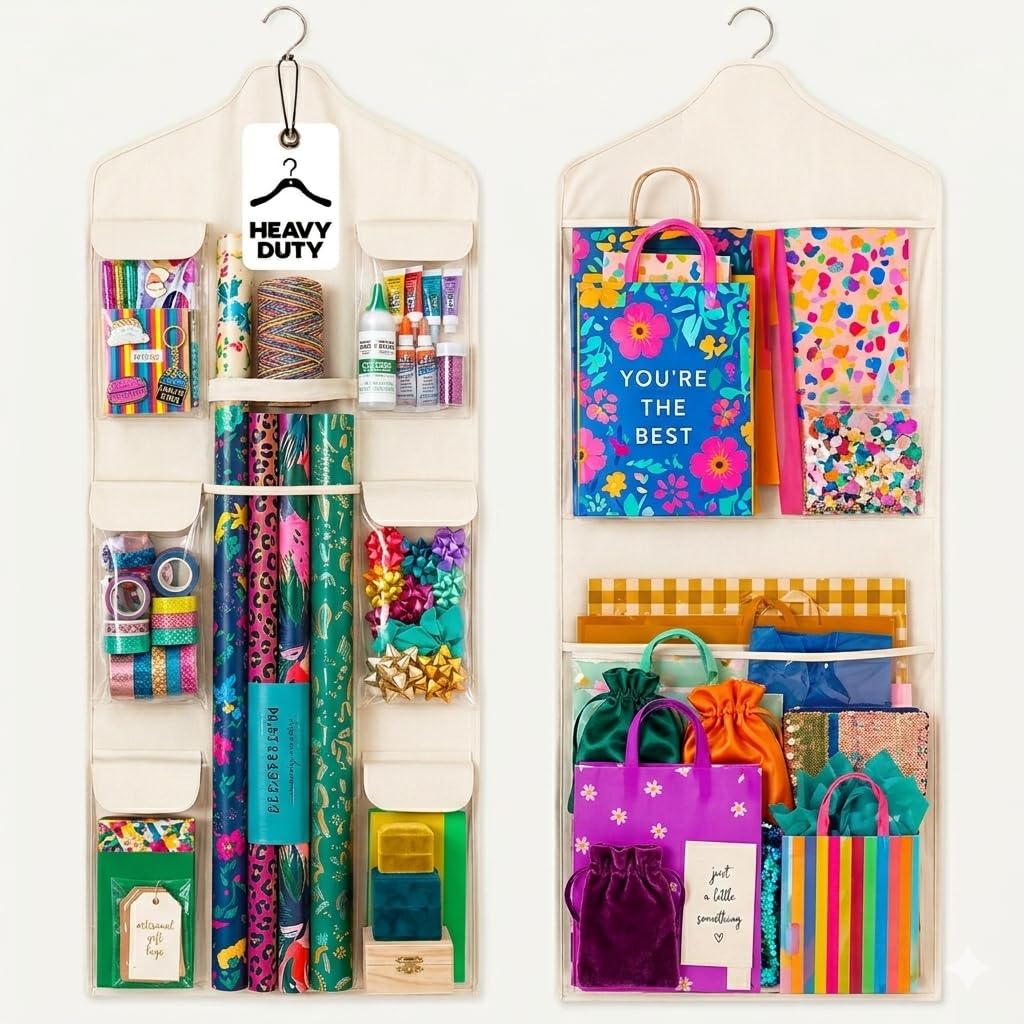 Wrapping Paper Organizer Storage – Double-Sided Hanging - Image 1