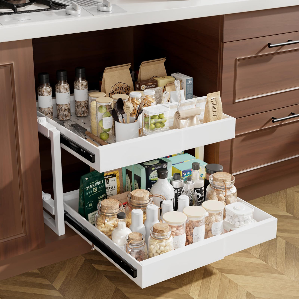 2-Tier Expandable Pullout Cabinet Organizer,Adjustab | Pull Out Organi - Image 1