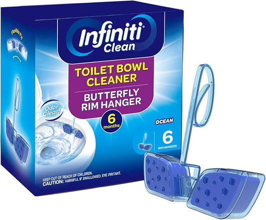 Toilet Bowl Cleaner Butterfly Rim Hanger – Ocean Scent, 6 × 1.8 OZ (50g), Lasts Up to 6 Months, Cleans & Deodorizes with Every Flush