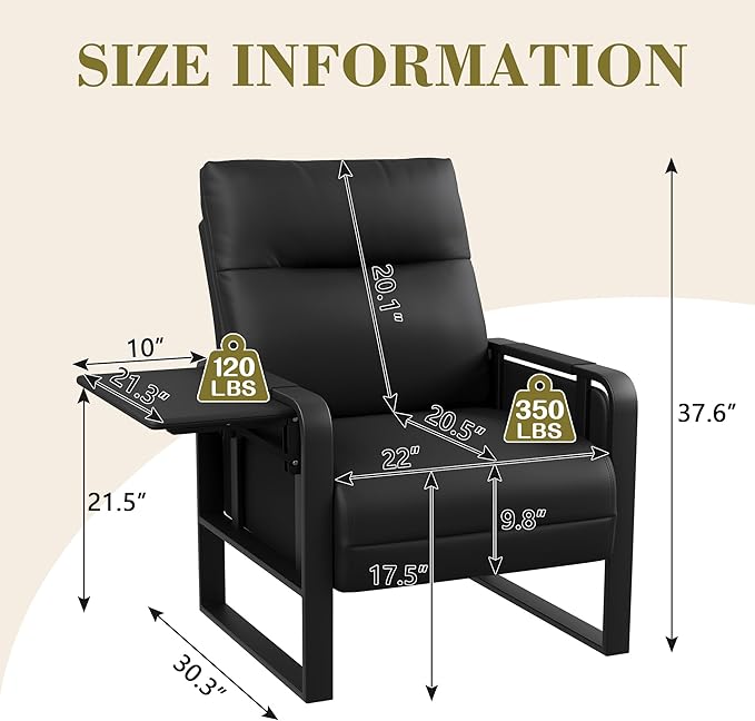 Black PU Leather Accent Chairs Set of 2 with Side Table Modern Upholstered Armchair Leisure Chairs for Living Room Bedroom Office Club Chair