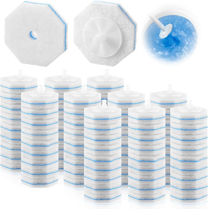 100 Pcs Toilet Wand Refills Disposable Toilet Brush Replacement Heads, Disposable Sponge Refill Heads Household Cleaning Bathroom Cleaners Compatible with Most Toilet Brushes