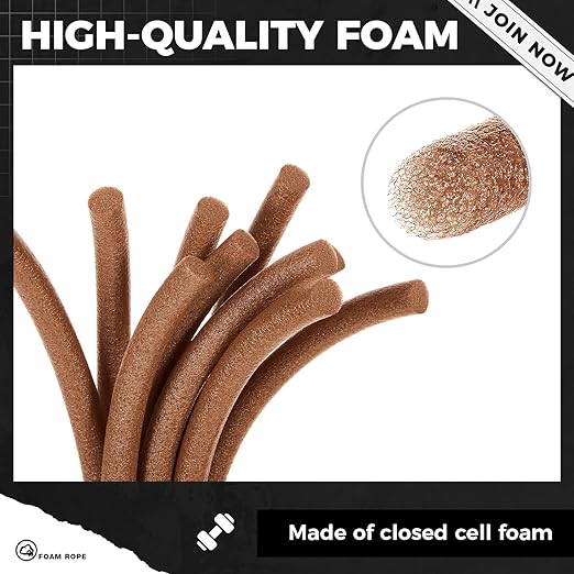 1/4 Inch x 50 ft Foam Backer Rod for Gaps Joints Concrete Crack Filler Caulk Saver Bulk Foam Backing Rod Concrete Filler Rope for Weather Stripping Door Seal (Brown)
