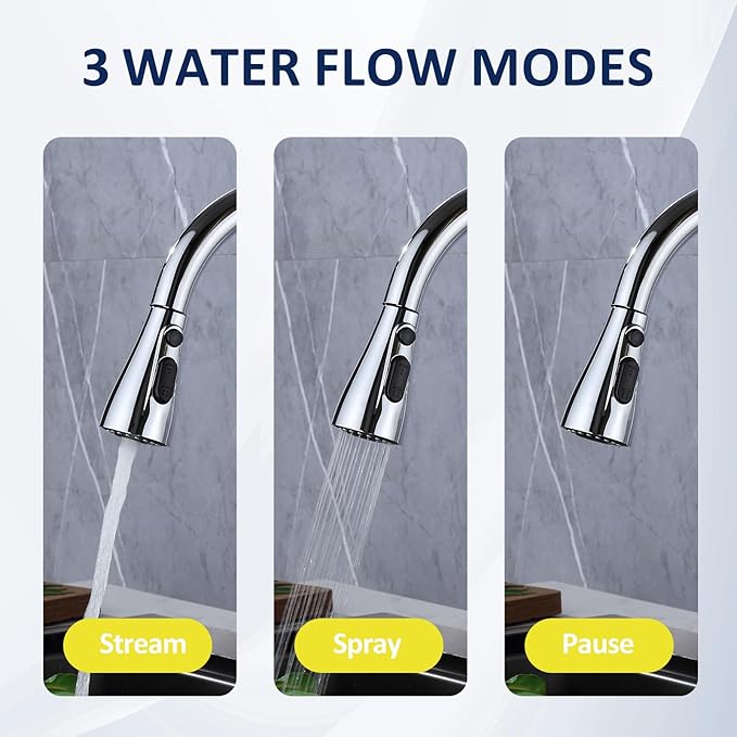 Kitchen Faucet Head Replacement Compatible with Moen 191004 – Durable ABS & Silicone Nozzle for Easy Installation and Limescale Prevention (Stainless Steel)