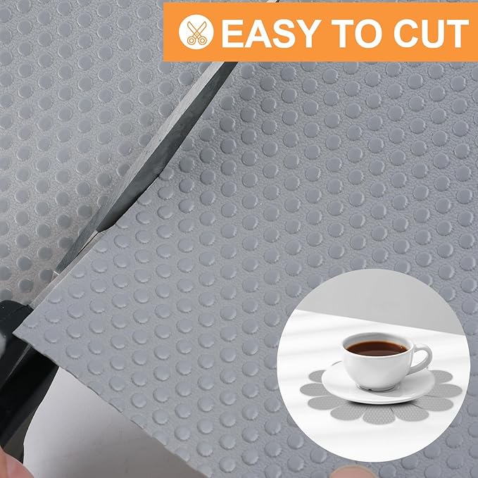 FLPMIX Shelf Liner 19" Wide: Waterproof Under Sink Mats Light Grey 19" x 300"- Easy to Cut & Clean Large Kitchen Drawer Liner for Pantry Cupboard