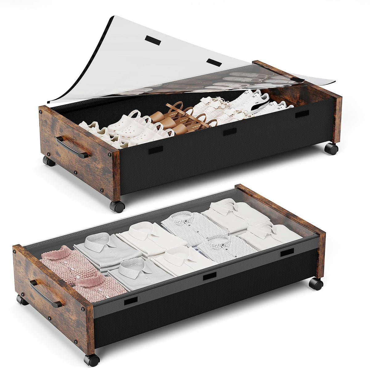 Under Bed Storage with Wheels, 2 Pack Under Bed Storage - Image 1