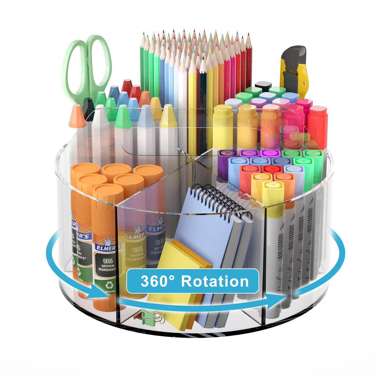 Rotating Markers Organizer for Kids, Acrylic Lazy Susan - Image 1