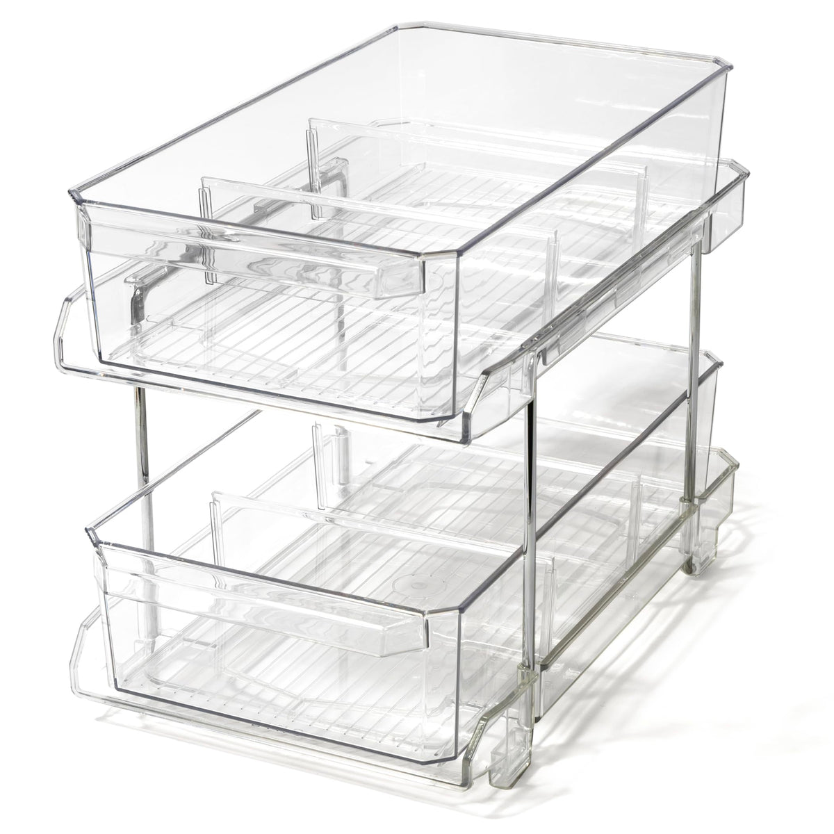 BINO 2 Tier Clear Storage Organizer with Dividers | Slide Out - Image 1