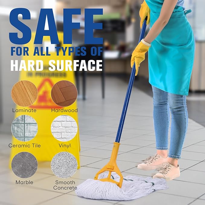 Matthew Cleaning Synthetic Rayon Mop Head Replacement, Chemical Resistant 4-Ply Looped End Commercial Mops for Floor Cleaning and Finishing, 16 oz Medium, Case Pack 12 Pcs