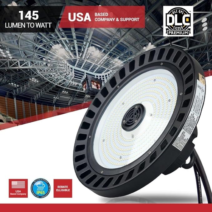 RuggedGrade 300W - Titan III Series LED High Bay UFO Light - 46,500 Lumens - 5000K Bright White - Outdoor LED Light - DLC 5.1 Premium