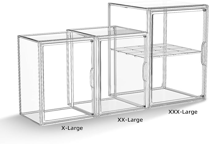 Clear Acrylic Display Case, Super Large Stackable Storage Bins Magnetic Attraction Lids, Acrylic Box for Collectibles, Figures, Cosmetic, Purse, Handbag, Wallet, 1 Pack,11.4x9.84x15.4 inch