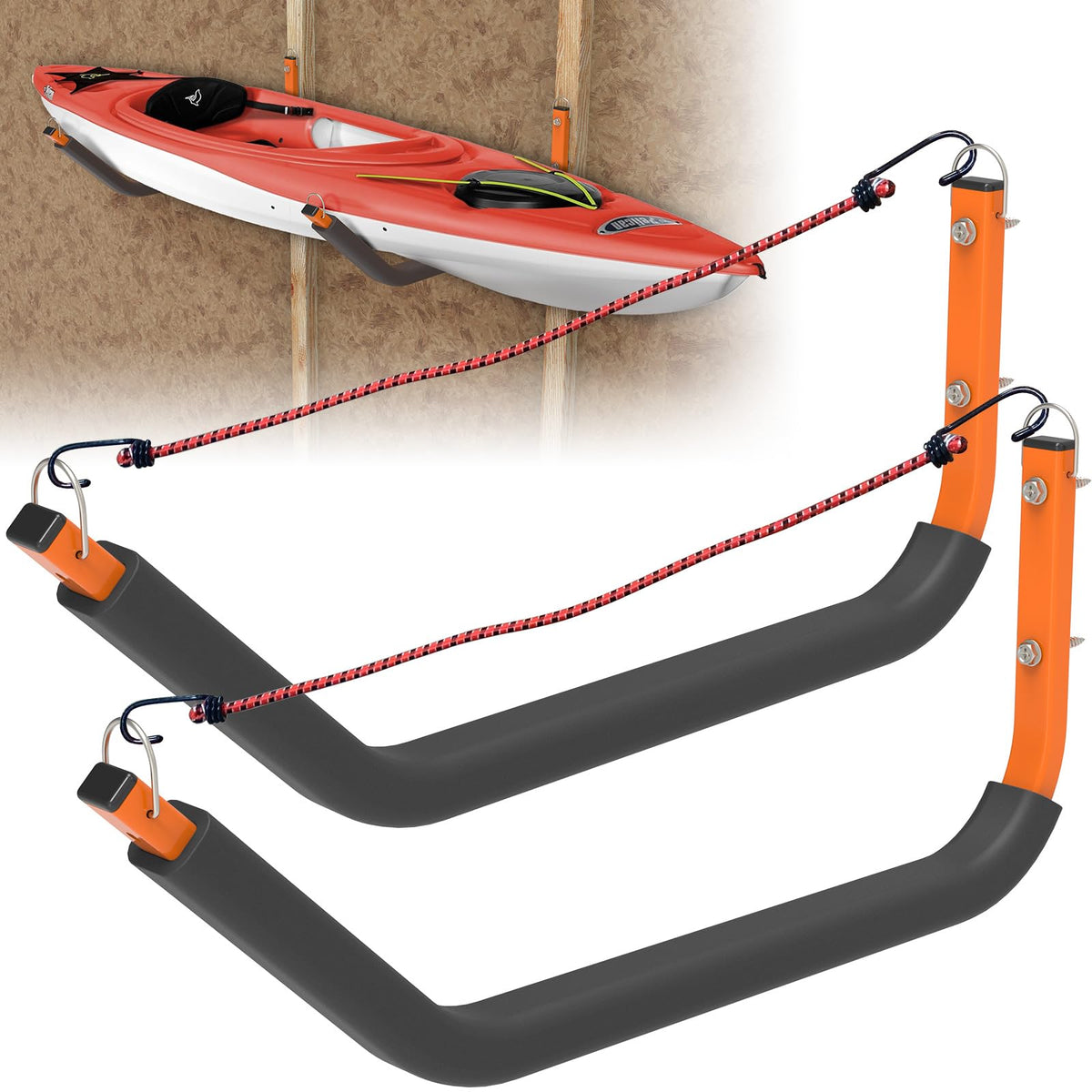 26" Kayak Wall Mount Storage Rack With Foam Padded, 150lb - Image 1