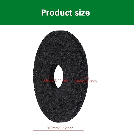 437.071 Floor Scrubber Pads, 12" Diameter Black – Commercial Floor Scrubber Pads for Oreck ORB550MC Orbiter Floor Machine (2, Black, 12 in)