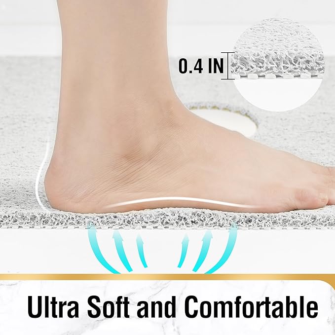 HITSLAM Square Shower Mat, 27 x 27 Inch Non Slip Bath Mat for Tub, Soft PVC Loofah Bathtub Mats with Drain Holes, Quick Drying Bathroom Stall Floor Mat, Bathroom Accessories Without Suction Cup, White
