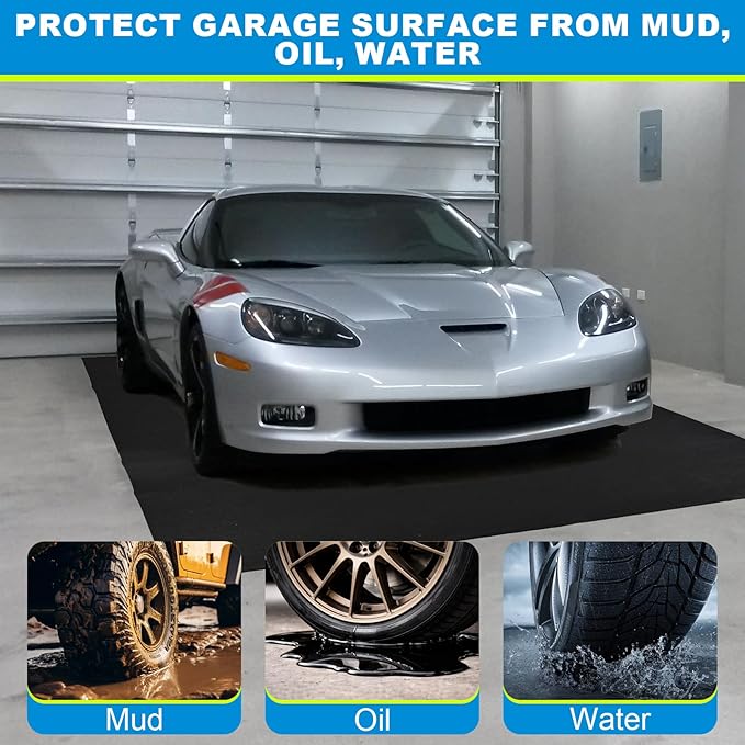 AAIN Oil Spill Mat (60" x 72"), Garage Floor Mat, Absorbent Oil Pad, Premium Maintenance Mat, Waterproof, Protect Garage Surface from Spill & Stain, Reusable, Washable, Durable, Black