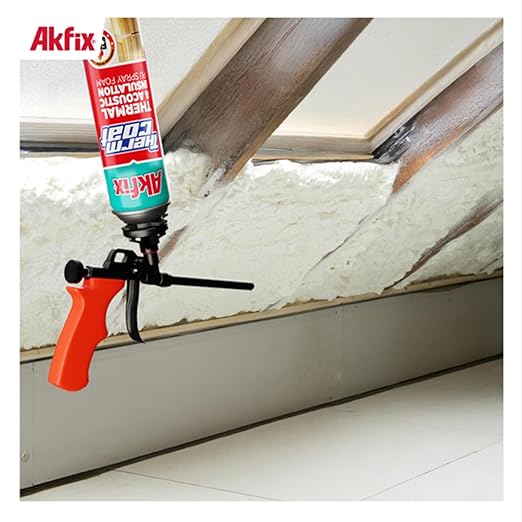 Akfix Thermcoat Fire Rated Spray Foam Insulation 480 sq ft (24x27.1 oz) - (R-Value 11.32/2 inch) Closed Cell Expanding Wide Sealant Thermal Insulation for Walls and Attic - Gun&Cleaner NOT Included