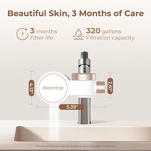 Waterdrop Water Filter for Sink Faucet 2.0, Bathroom Sink Water Filter Faucet for Skin, 0.01 Micron, Reduce Chlorine & Scale Control and BFTF1 Replacement Filter