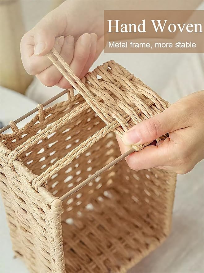 Amaredom Floral Wicker Baskets, Handwoven Multi-size 3-Pack Storage Baskets Set, Perfect For Home Organizing, Storage and Décor - Beige