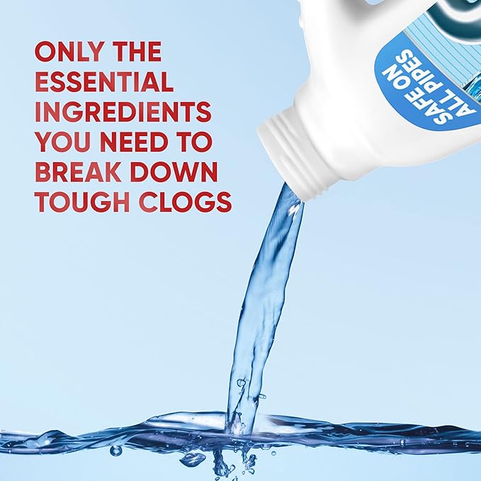 Drano Drain Clog Remover, Non-Corrosive Formula, 32 Fl Oz, Pack of 2 | Safe on All Pipes | Essential Ingredients