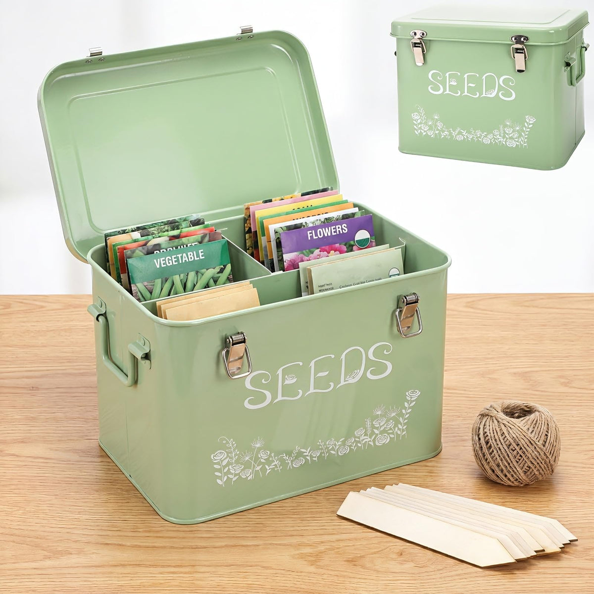 Covzoe Metal Seed Storage Organizer with String and 10 - Image 1