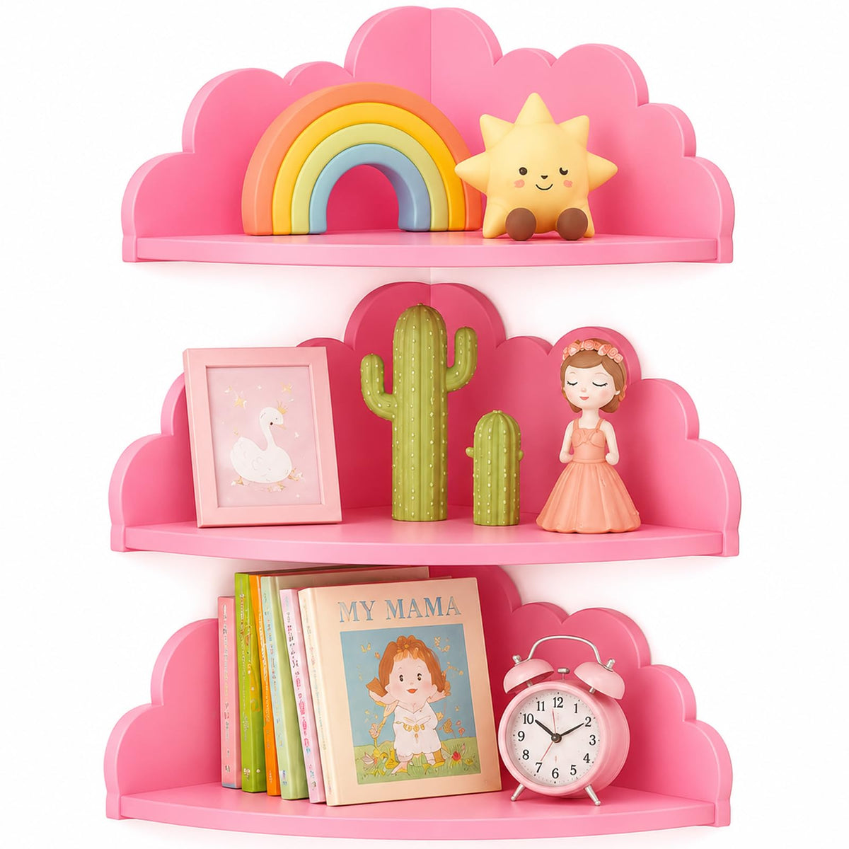 Cloud Corner Floating Shelves, Set of 3 Wall Mounted Shelves - Image 1