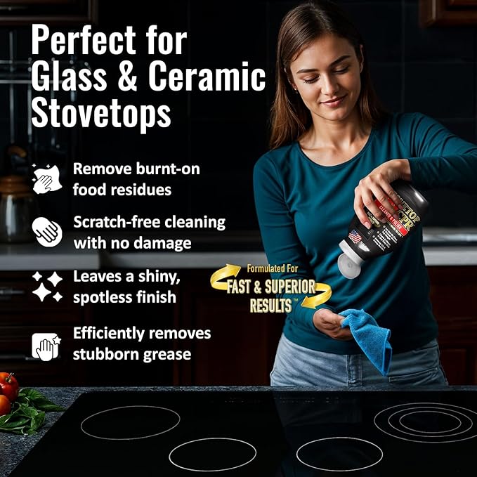 Stovetop CPR 2-in-1 Glass Stovetop Cleaner and Glass Polish(18oz)-Ceramic Top Stove Cleaner, Oven Top, Cooktop, Electric Stove Ceramic