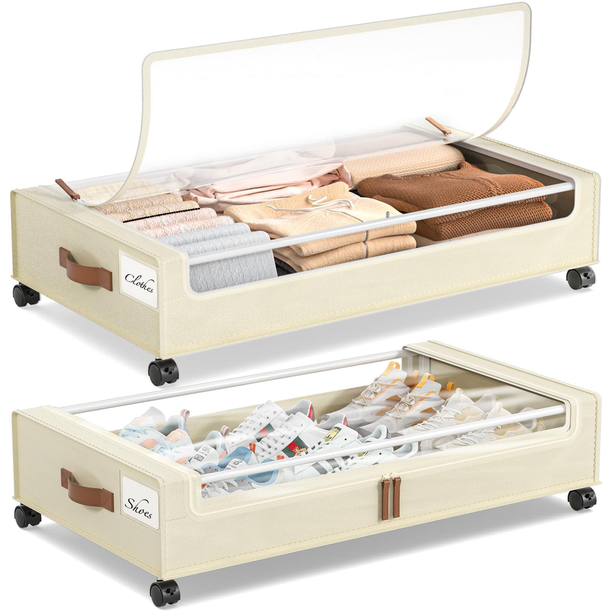 Yecaye 60L Under Bed Storage Containers with Wheels, 2 - Image 1