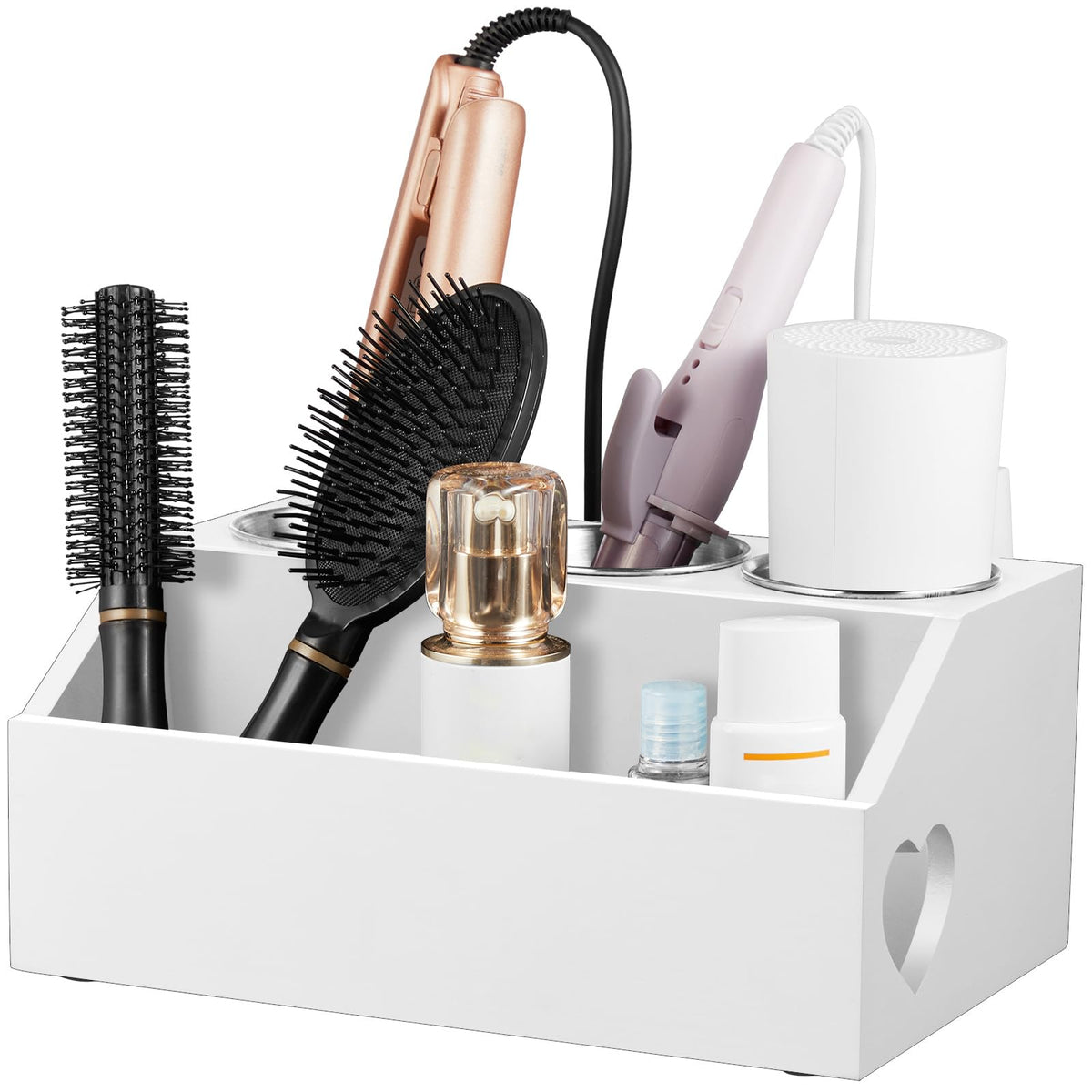 Bivvclaz Hair Tool Organizer, Wooden Hair Dryer Holder Wall Mount - Image 1