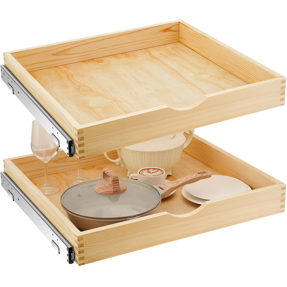 Menkxi 2 Set Wood Pull out Cabinet Organizer, Wood C | Pull Out Organi - Image 1