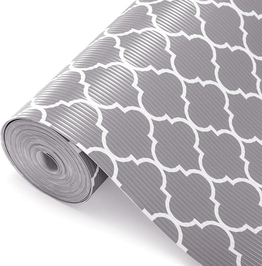 Glotoch Shelf Liner for Kitchen Cabinets Non Adhesive, 12" x20FT(240 Inch) Non Slip Drawer Liners, Waterproof Shelf Paper Closet Liners for Refrigerator Gray