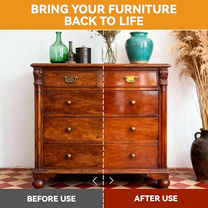 2-in-1 Furniture Polish Wood Cleaner - 2Pack Natural Orange Oil Spray Protect Wood Surface Safely, Enhanced Furniture Restorer Finish Cabinets, Tables, Antique, Floor, 32oz Total