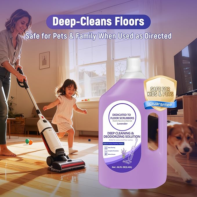 82 FL OZ/2.42 L Lavender Scent Floor Cleaning Solution Compatible with Tineco iFLOOR 2/3/5 & FLOOR ONE S3/S5/S6/S7 PRO, Floor Cleaner Refill for All Cordless Wet/Dry Vacuum & Robot Vacuums Mop