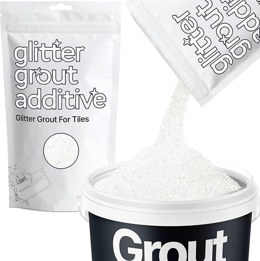 Hemway White Iridescent Glitter Grout Additive 100g Metallic Flakes for Adding Sparkle to Kitchen & Bathroom Tiles | Enhance Your Indoor Grouting Projects with a Durable Sparkly Effect