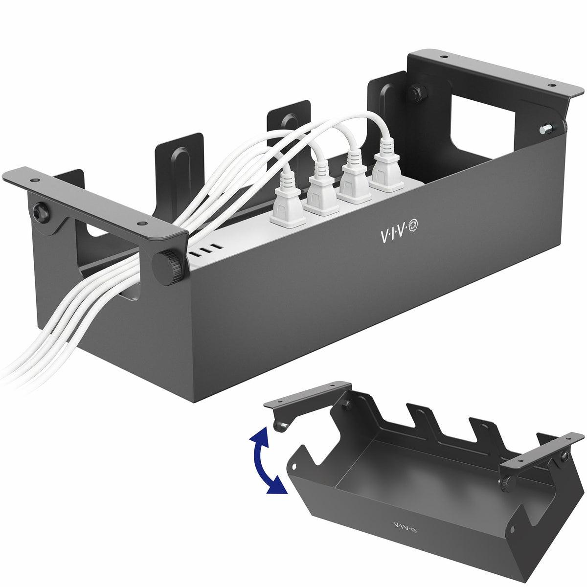 VIVO Black Flip-Open 16 in Cable Management Box, Desk-ACCBM1 - Image 1