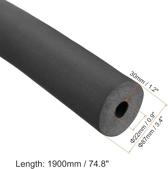 PATIKIL 74.8" Lx1.1 IDx1.2 T Pipe Insulation Foam Tube, Water Pipe Insulation Tubing Heat Preservation for Plumbing Water AC Pipe Sprinkler Spigot, Black